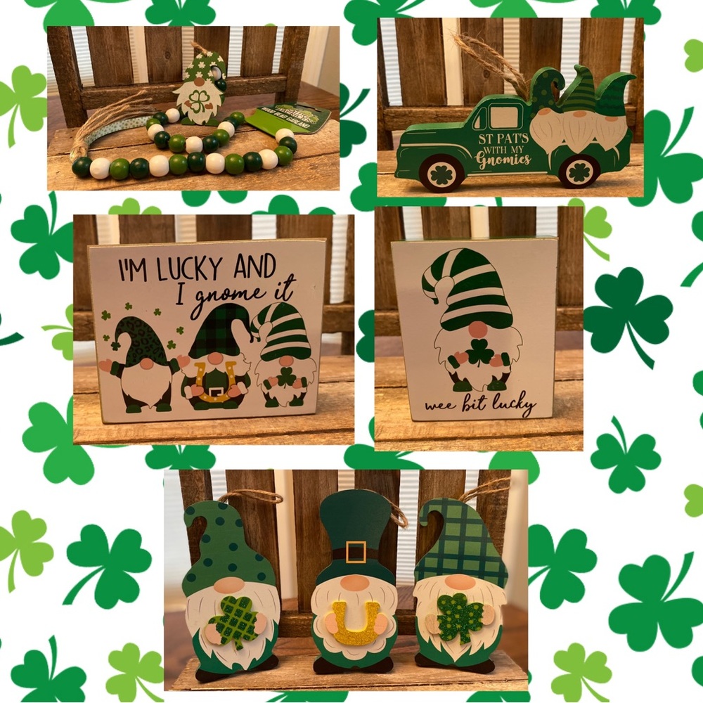 St. Patricks Day Gnome Bundle Of 7, Irish Gnome Decor, Farmhouse Gnome Decor